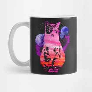 Space Cat with Planets Mug